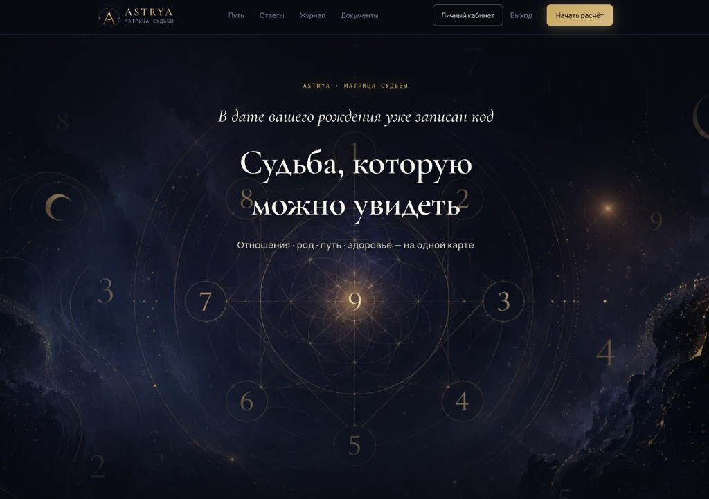 Скриншот сайта Astrya.ru