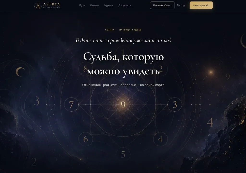 Скриншот сайта Astrya.ru